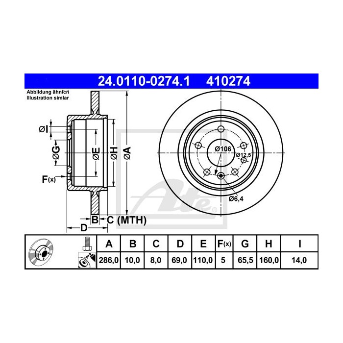 ATE Bremsscheibe 24.0110-0274.1