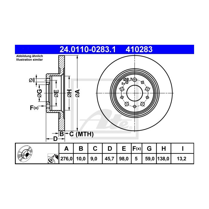 ATE Bremsscheibe 24.0110-0283.1