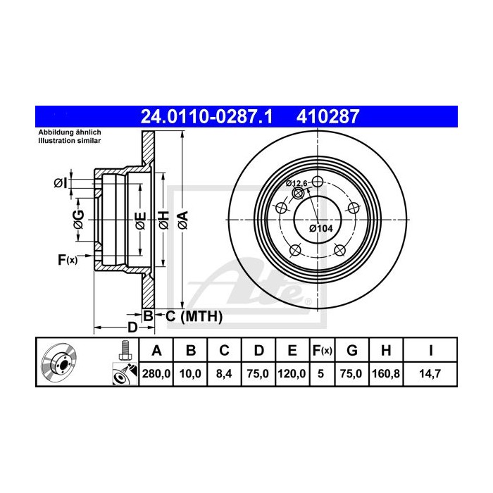 ATE Bremsscheibe 24.0110-0287.1
