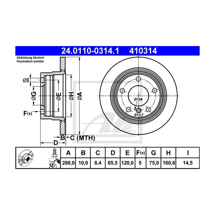 ATE Bremsscheibe 24.0110-0314.1