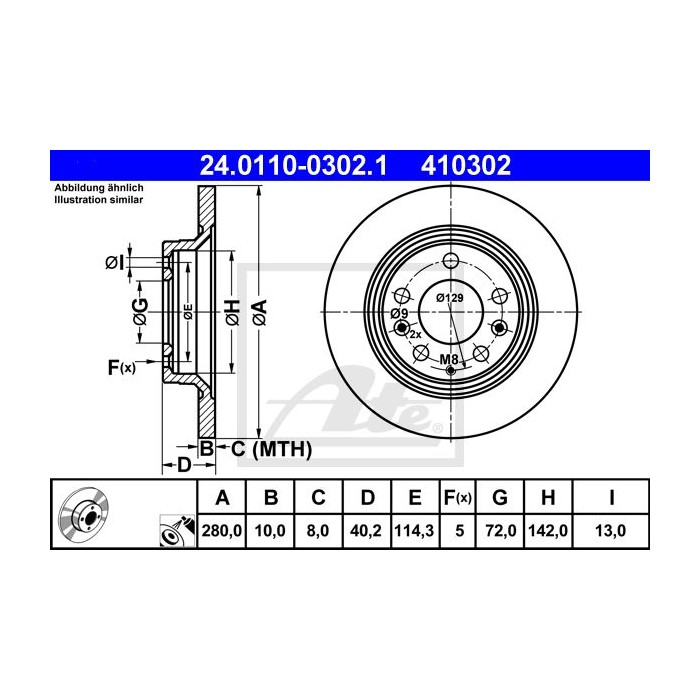 ATE Bremsscheibe 24.0110-0302.1