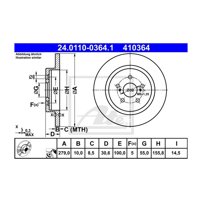 ATE Bremsscheibe 24.0110-0364.1