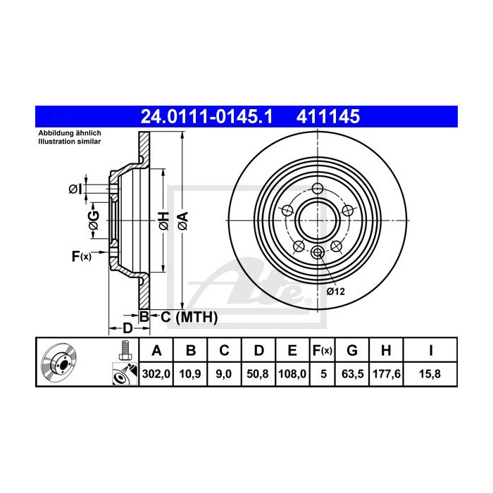 ATE Bremsscheibe 24.0111-0145.1