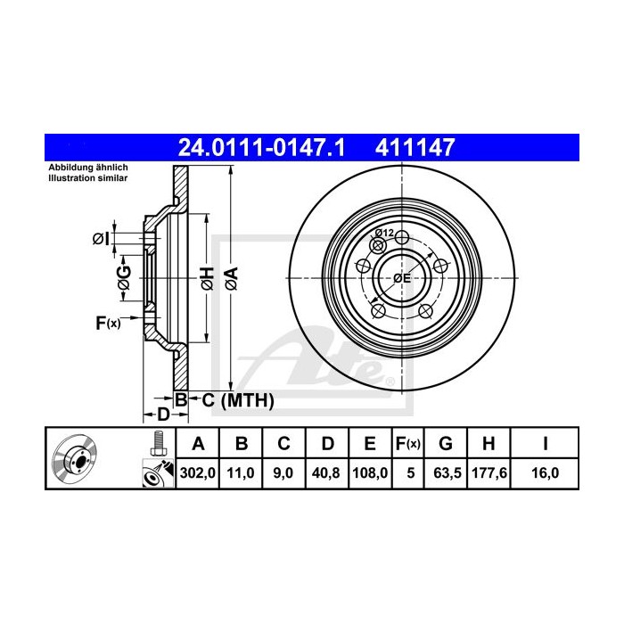 ATE Bremsscheibe 24.0111-0147.1