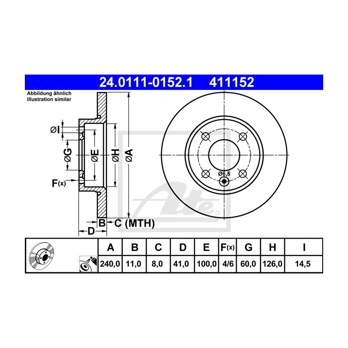 ATE Bremsscheibe 24.0111-0152.1