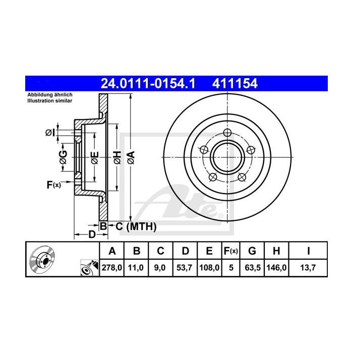 ATE Bremsscheibe 24.0111-0154.1