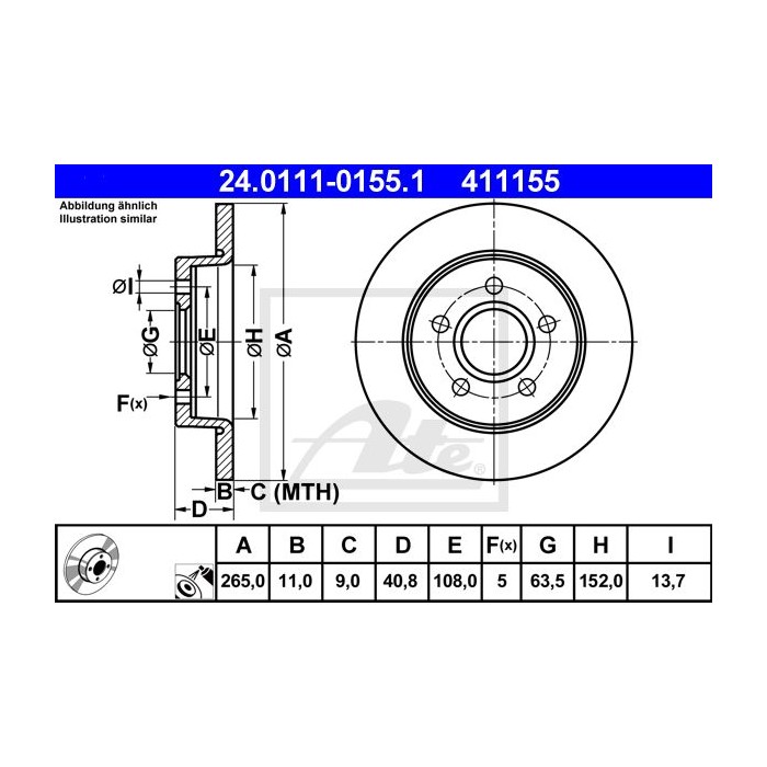 ATE Bremsscheibe 24.0111-0155.1