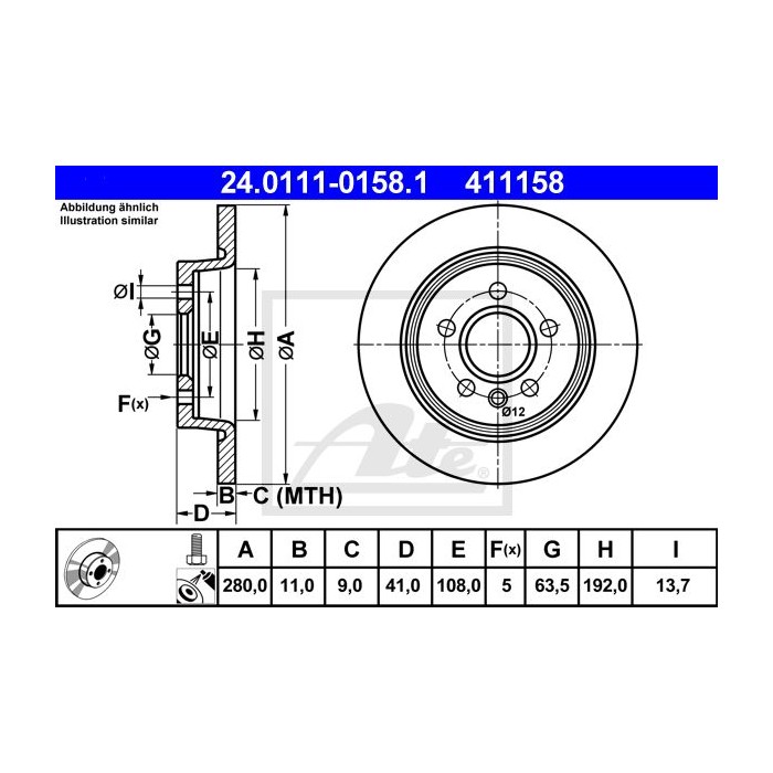 ATE Bremsscheibe 24.0111-0158.1
