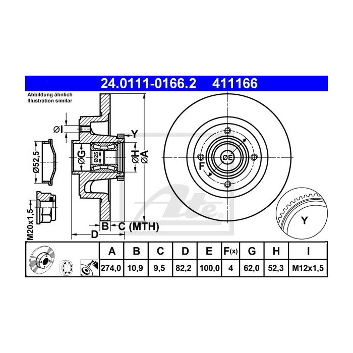 ATE Bremsscheibe 24.0111-0166.2