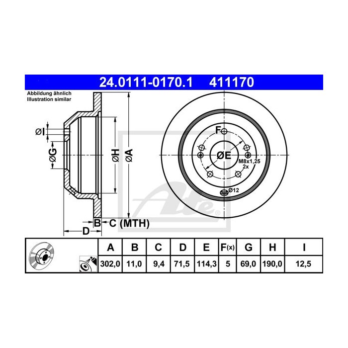 ATE Bremsscheibe 24.0111-0170.1