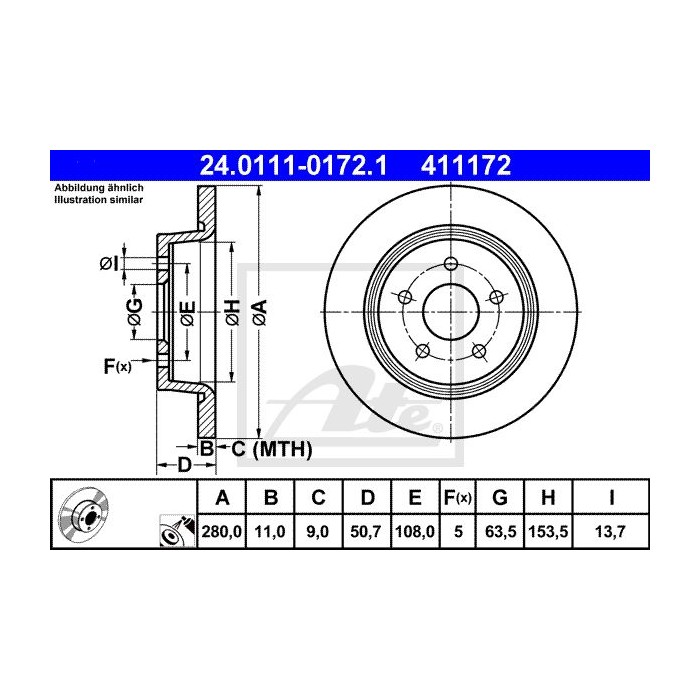 ATE Bremsscheibe 24.0111-0172.1