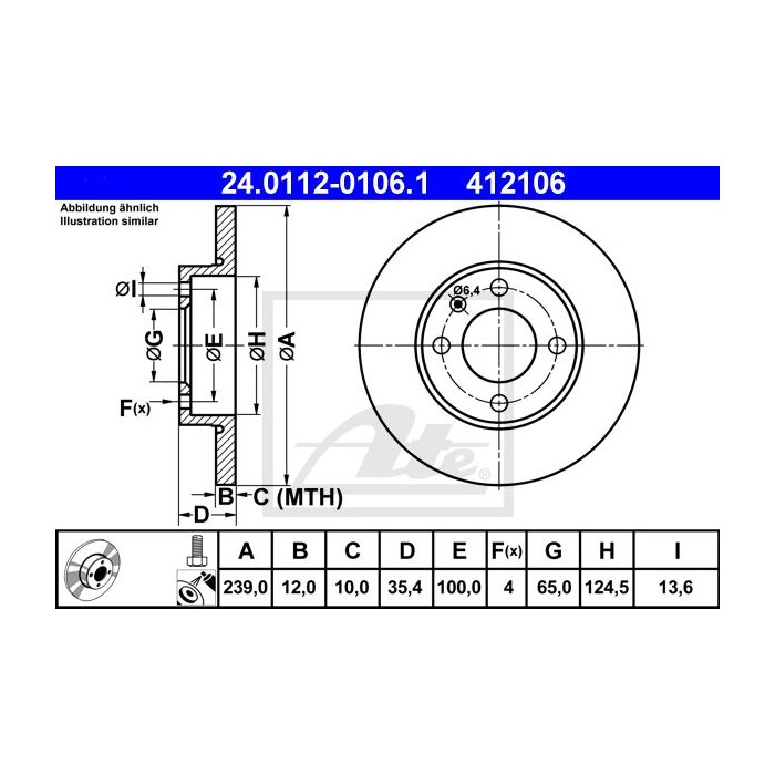 ATE Bremsscheibe 24.0112-0106.1