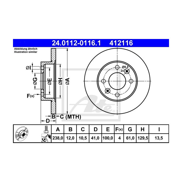 ATE Bremsscheibe 24.0112-0116.1