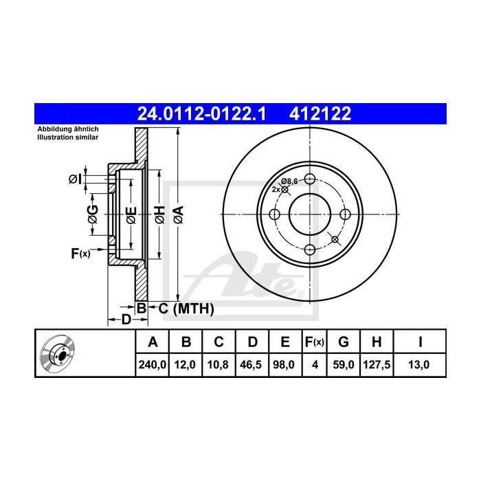 ATE Bremsscheibe 24.0112-0122.1