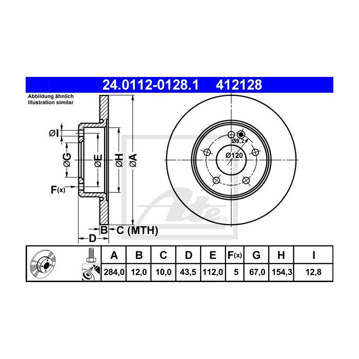 ATE Bremsscheibe 24.0112-0128.1