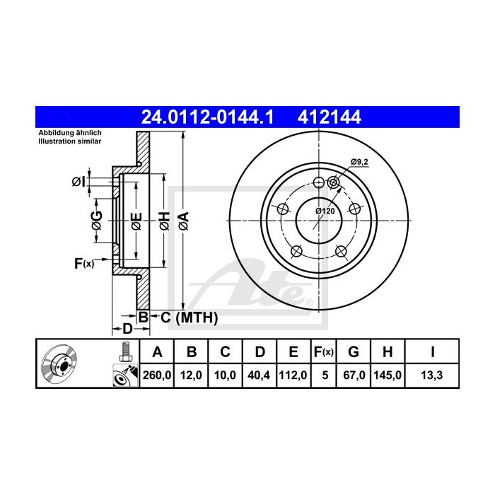 ATE Bremsscheibe 24.0112-0144.1