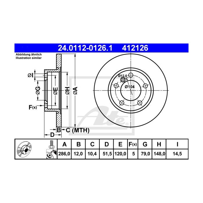 ATE Bremsscheibe 24.0112-0126.1