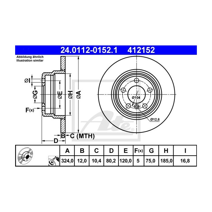 ATE Bremsscheibe 24.0112-0152.1