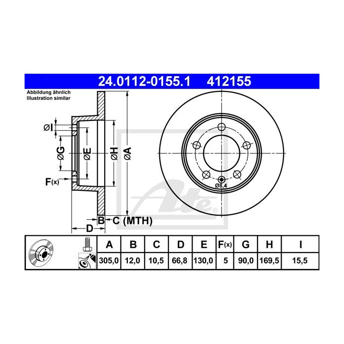 ATE Bremsscheibe 24.0112-0155.1