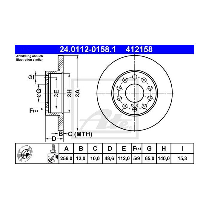 ATE Bremsscheibe 24.0112-0158.1