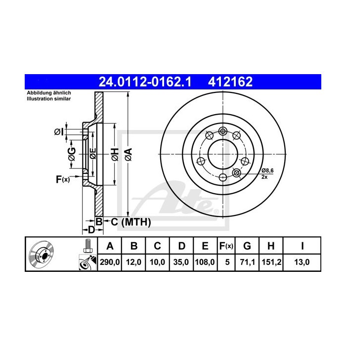 ATE Bremsscheibe 24.0112-0162.1