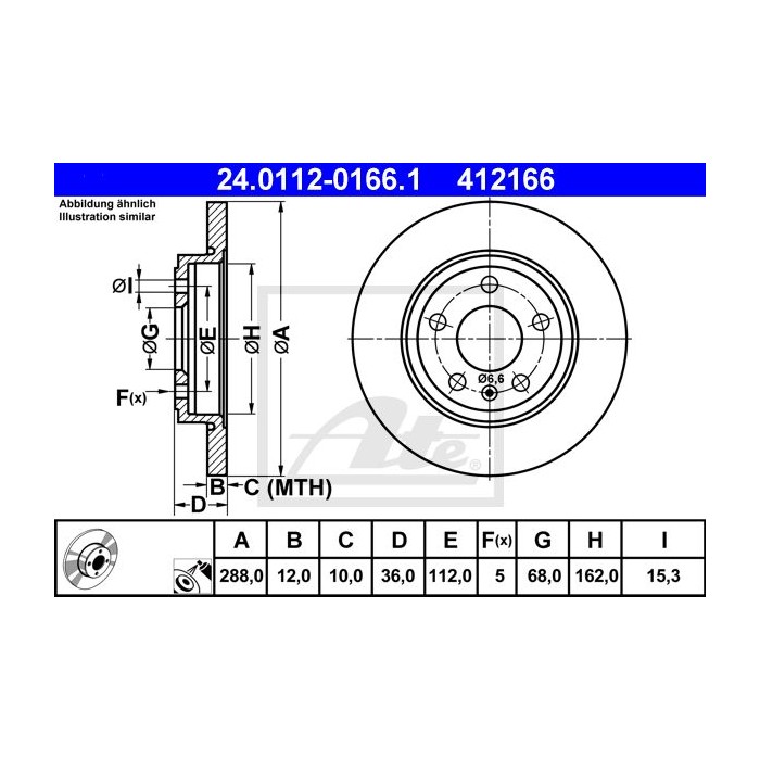 ATE Bremsscheibe 24.0112-0166.1