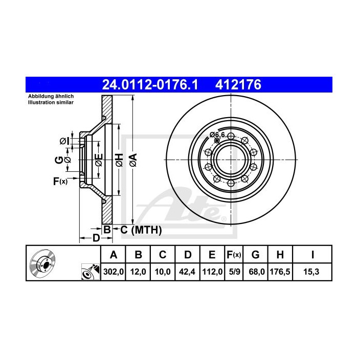 ATE Bremsscheibe 24.0112-0176.1