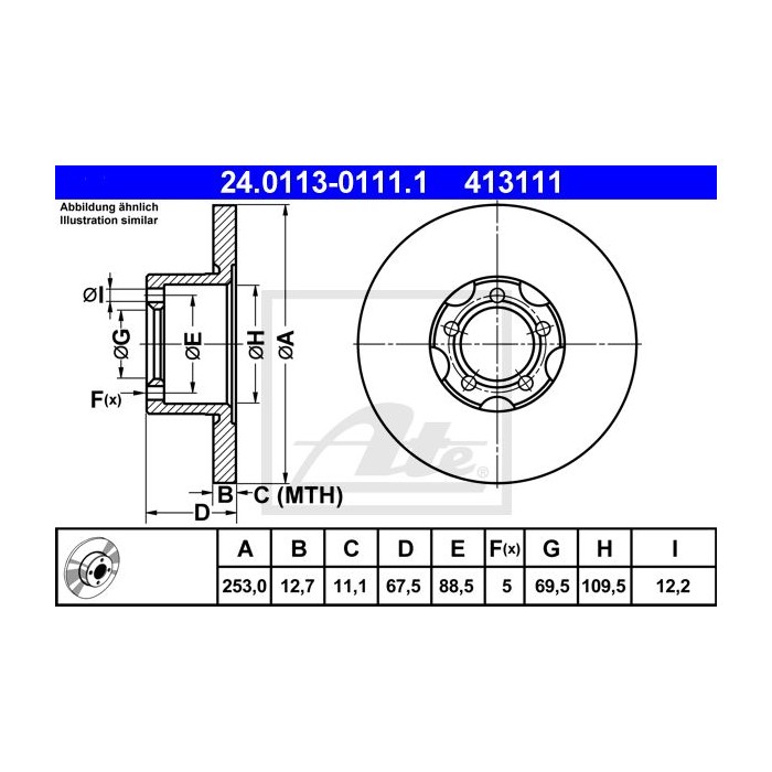 ATE Bremsscheibe 24.0113-0111.1
