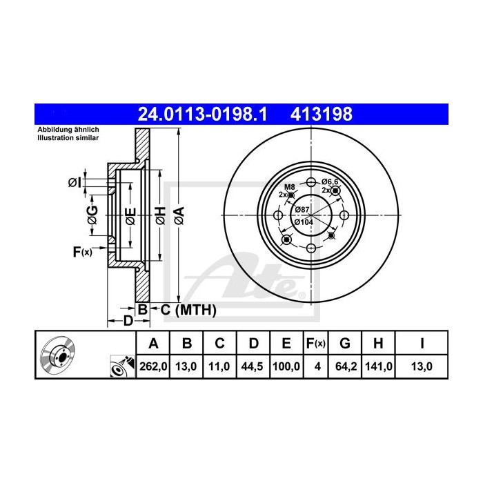 ATE Bremsscheibe 24.0113-0198.1