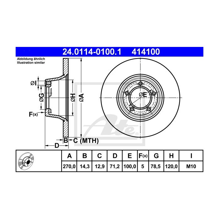 ATE Bremsscheibe 24.0114-0100.1