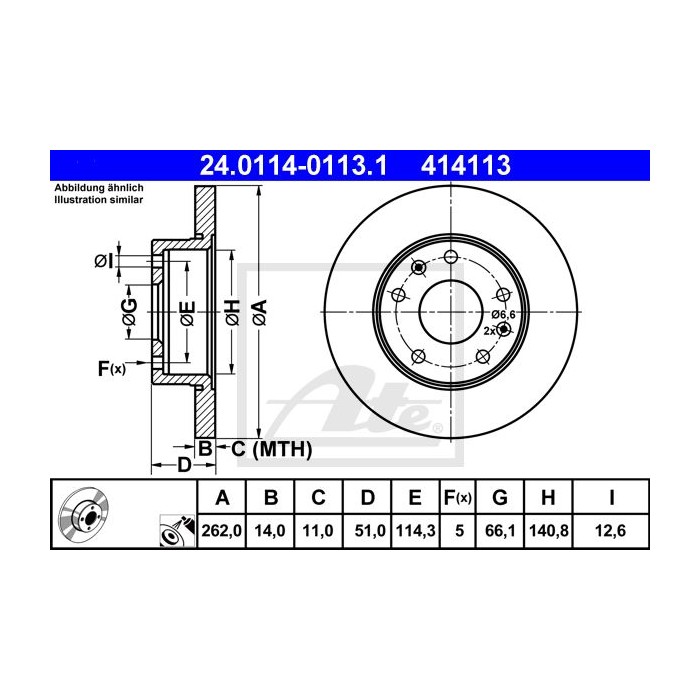 ATE Bremsscheibe 24.0114-0113.1