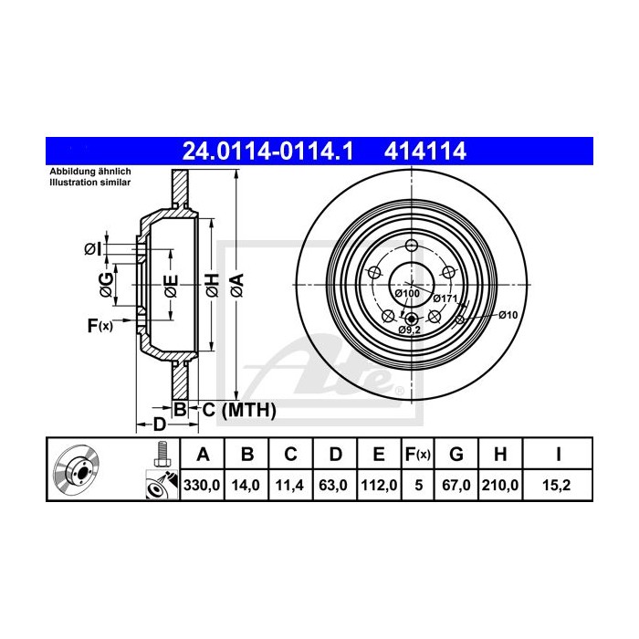 ATE Bremsscheibe 24.0114-0114.1