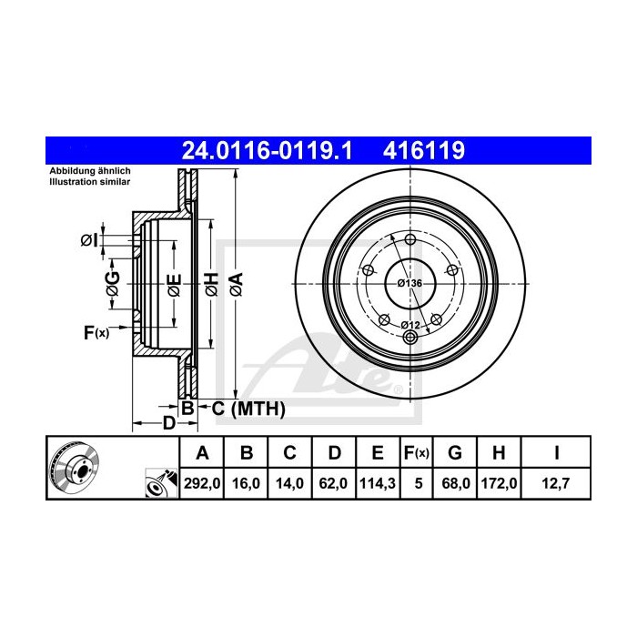 ATE Bremsscheibe 24.0116-0119.1