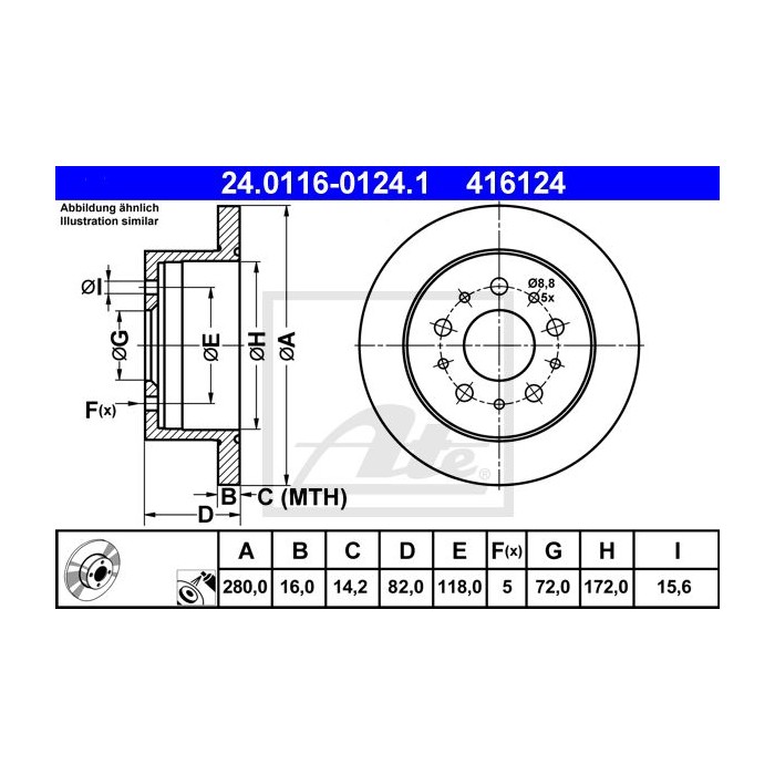 ATE Bremsscheibe 24.0116-0124.1