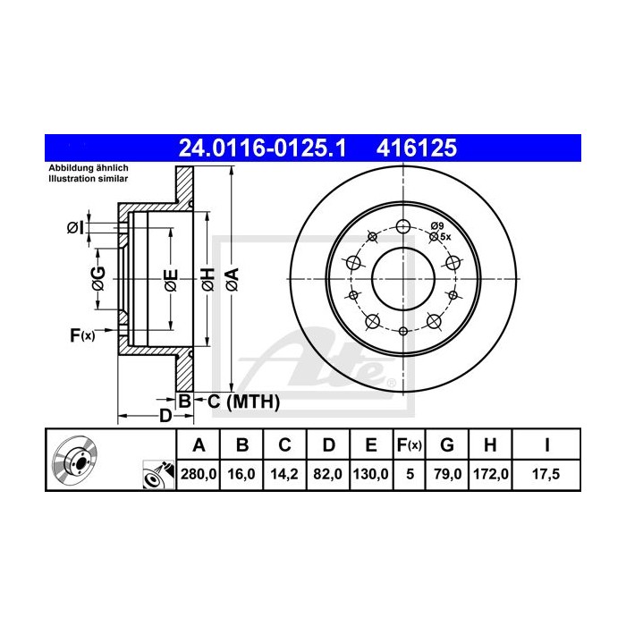 ATE Bremsscheibe 24.0116-0125.1
