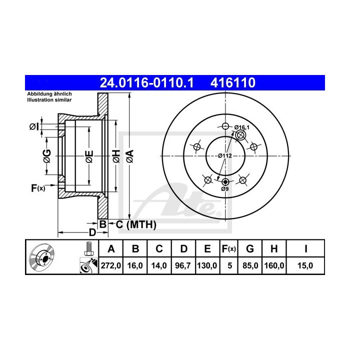 ATE Bremsscheibe 24.0116-0110.1