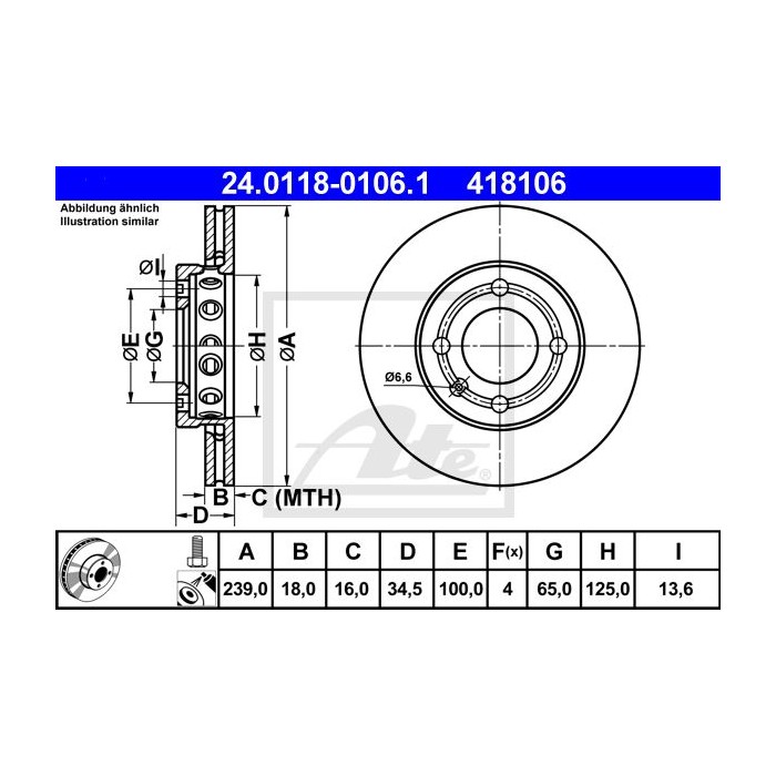 ATE Bremsscheibe 24.0118-0106.1