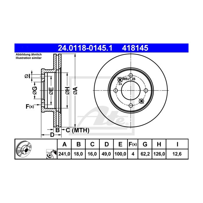 ATE Bremsscheibe 24.0118-0145.1