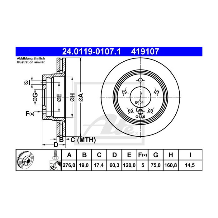 ATE Bremsscheibe 24.0119-0107.1