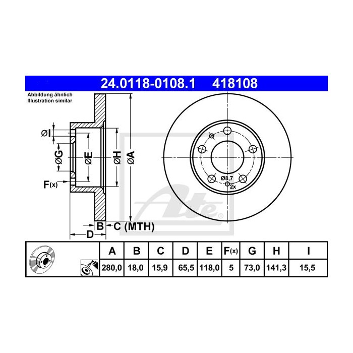 ATE Bremsscheibe 24.0118-0108.1