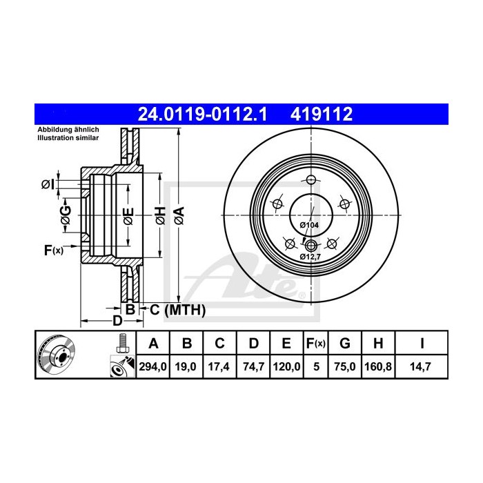 ATE Bremsscheibe 24.0119-0112.1