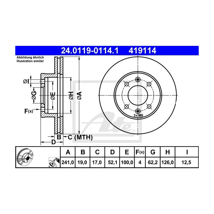 ATE Bremsscheibe 24.0119-0114.1