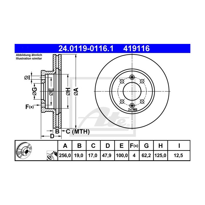 ATE Bremsscheibe 24.0119-0116.1