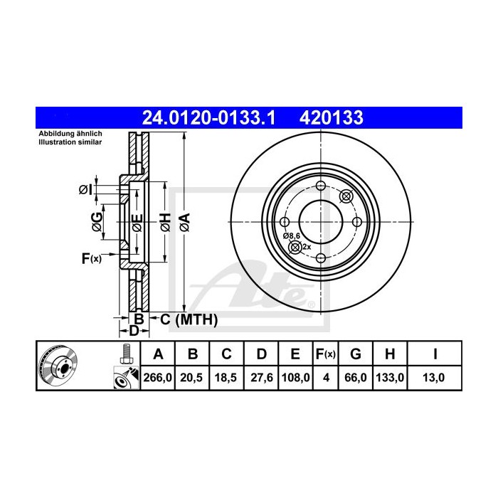 ATE Bremsscheibe 24.0120-0133.1