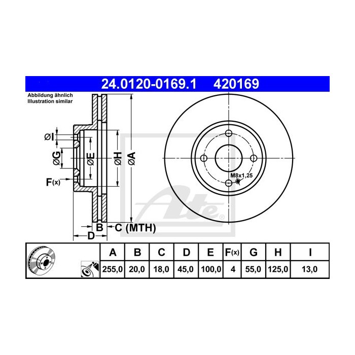 ATE Bremsscheibe 24.0120-0169.1
