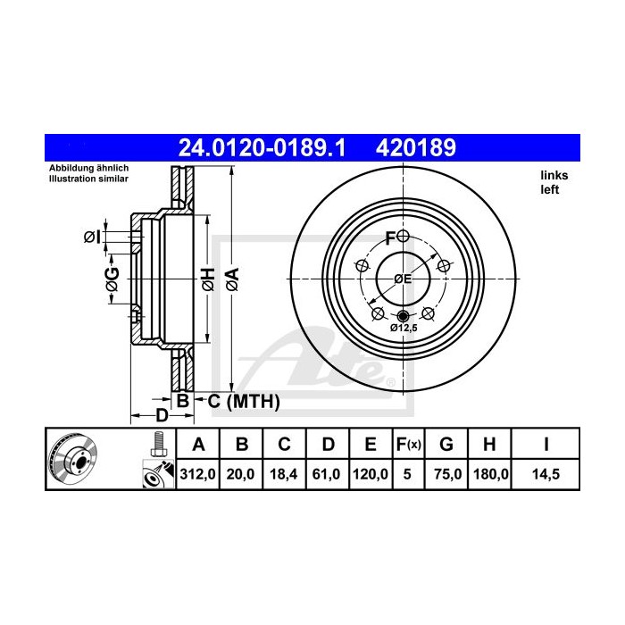 ATE Bremsscheibe 24.0120-0189.1
