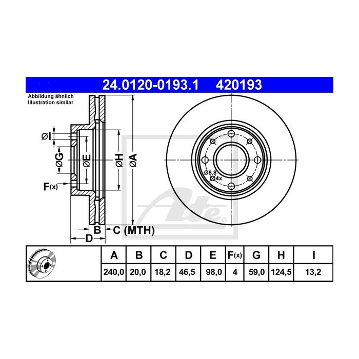 ATE Bremsscheibe 24.0120-0193.1