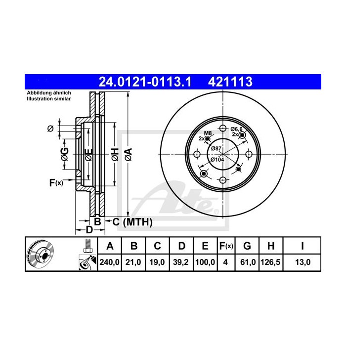 ATE Bremsscheibe 24.0121-0113.1