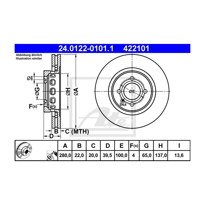 ATE Bremsscheibe 24.0122-0101.1