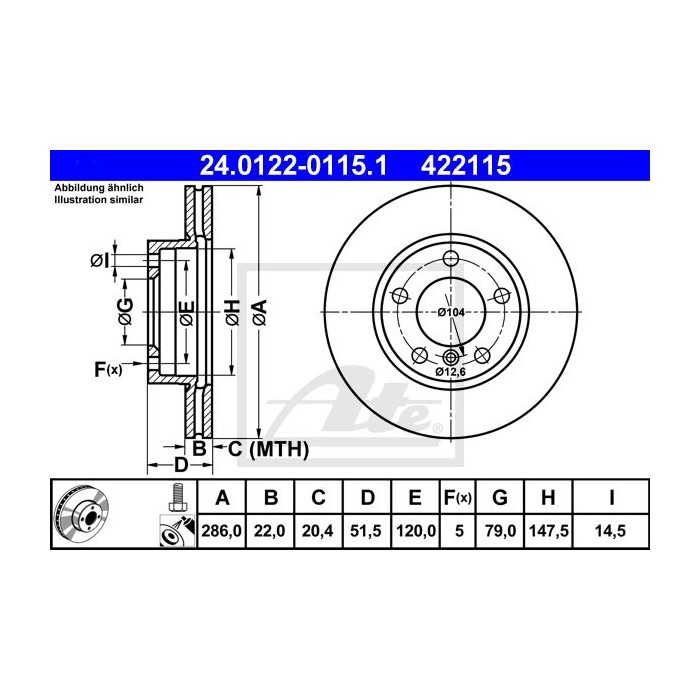 ATE Bremsscheibe 24.0122-0115.1